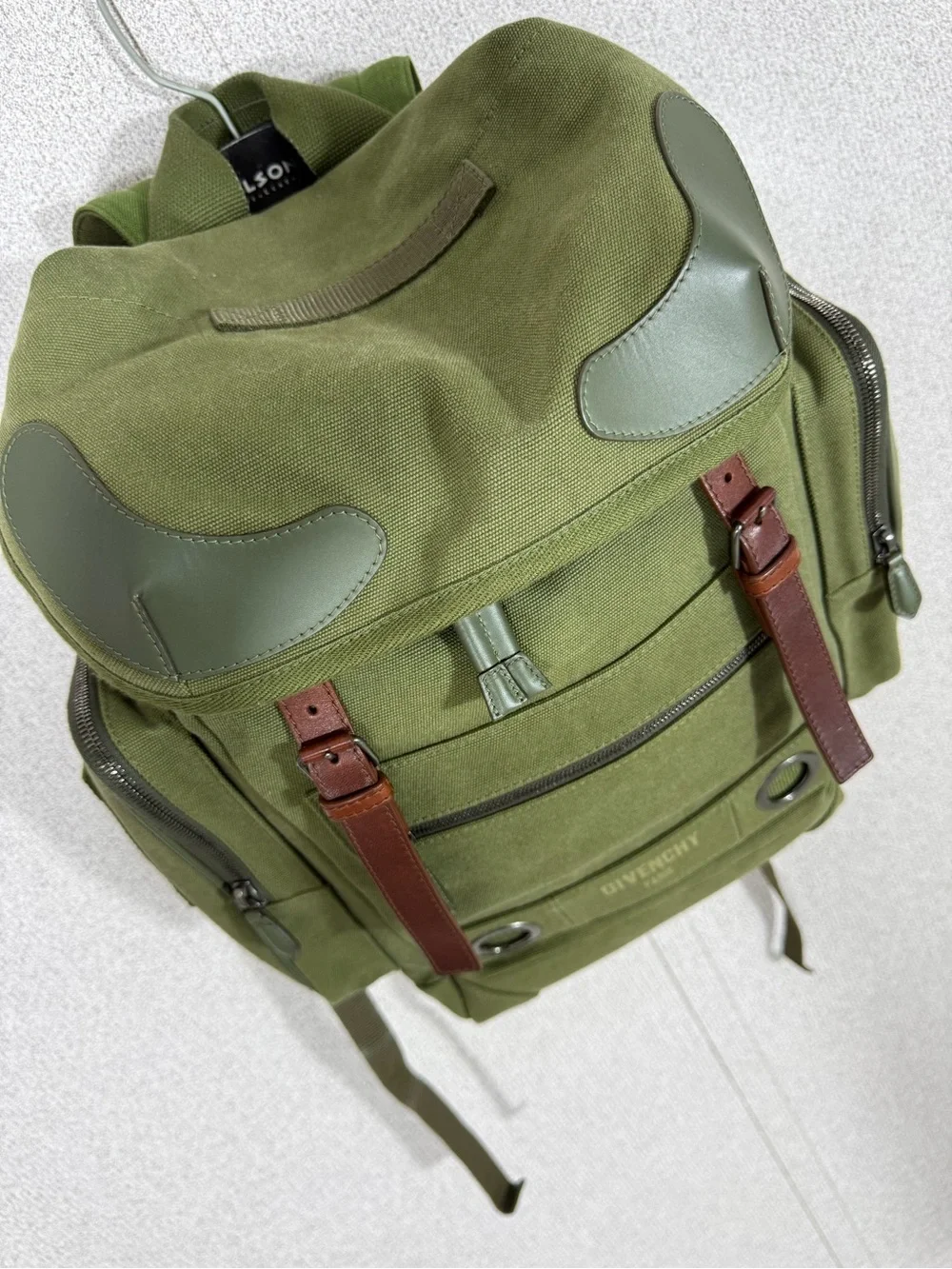 Givenchy Rider Army Green Canvas Leather Military Rucksack Backpack